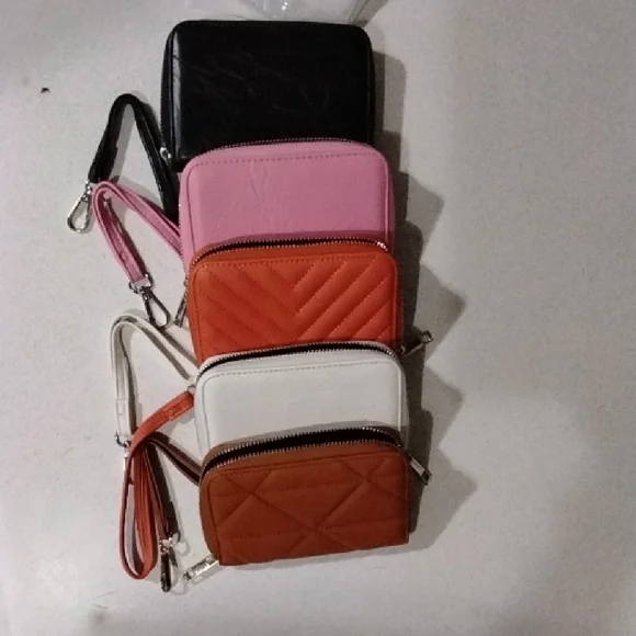 (5) Faux Leather Wristlet Wallets with Zipper Closure NWOT - Picture 2 of 3